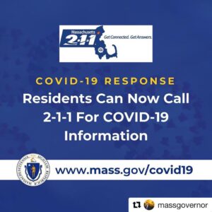 MA residents can now call 2-1-1 for real-time #COVID19 information, resources, and referrals in multiple languages. www.mass.gov/covid19