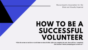 image of title slide of "How to be a Successful Volunteer" training